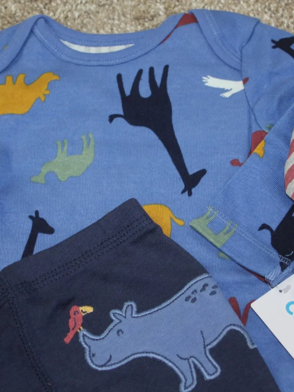 Carters Rhino Safari Animal 3-Piece Pant Set 3M 0-3 months Baby Boy Bodysuit NWT - Picture 2 of 4